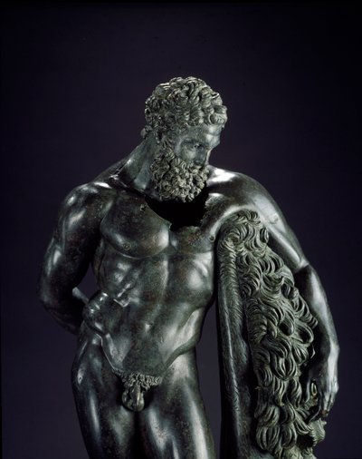 Arte greca: Eracle a riposo (dettaglio). Scultura in bronzo di Lisippo di Sicione (395-305 a.C.) 4° secolo a.C. Dal Santuario di Ercole Curino, Sulmona. Museo Nazionale Archeologico, Chieti Italia da Lysippos (attributed to)