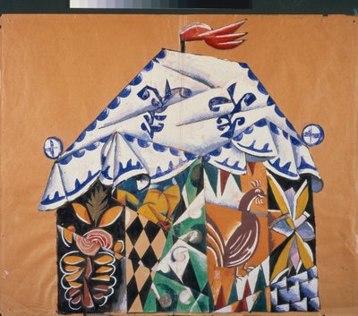 Bozzetto del sipario per la commedia Il prete e il suo servo Balda di Aleksandr Puškin da Lyubov Sergeevna Popova
