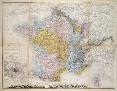 Mappa della Francia, c.1830-40 da M.M. and Leroy, Ch. Drioux