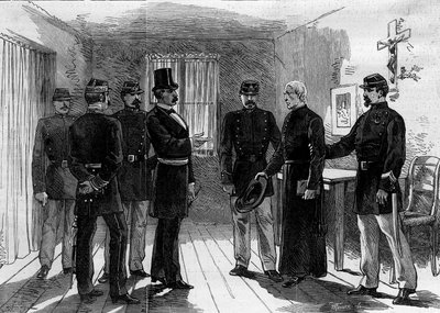 Deportazione dei Gesuiti dalla Rue de Sèvres a Parigi a seguito dei decreti del marzo 1880 emessi da Jules Ferry e che rimuovono il diritto di insegnare ai membri di congregazioni religiose non autorizzate: un padre gesuita arrestato nella sua cella. 30 gi da M. (after) Ferdinandus