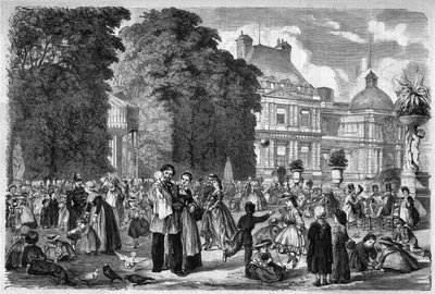 Veduta del Giardino del Lussemburgo a Parigi. Incisione da un disegno di M. Pietsch in "L
