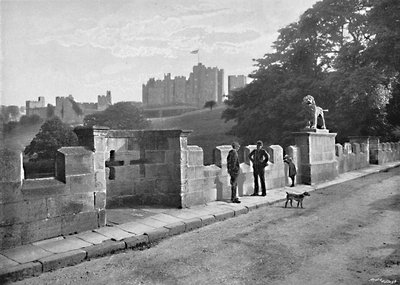 Alnwick: Il ponte del leone e il castello, c1896 da M. Aunty