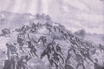La riconquista di Szawle. Assalto alla cresta, da The Illustrated History of the World War 1914-1915 pub. da Union Berlagsefellfchaft da M. Barascudts