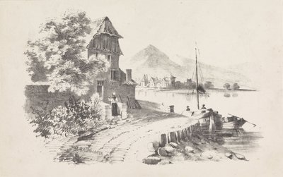 Strada di campagna lungo un lago da M. Baumhauer