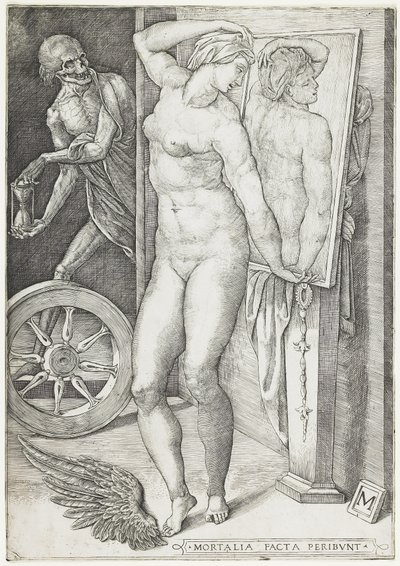 La morte sorprende una donna, c.1490-c.1540 (incisione) da M Master