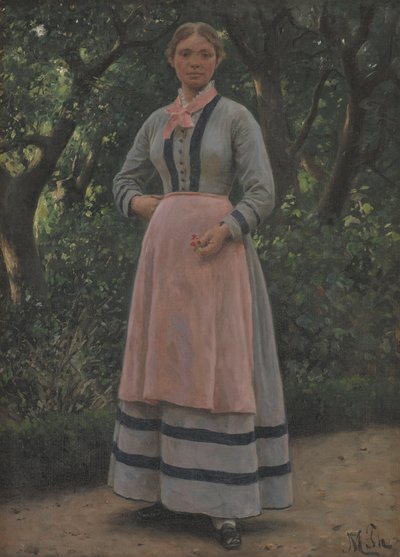 Giovane ragazza in un giardino da M. Therkildsen