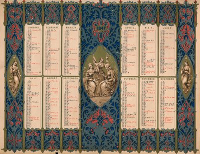 Calendario con giorni dei santi e compleanni reali da M and N Hanhart