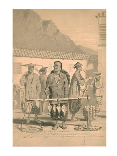 Pescivendoli a Hong Kong, XIX secolo da M and N Hanhart