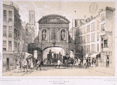 Temple Bar, Londra, c.1845 da M and N Hanhart
