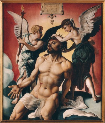 Cristo coronato di spine tra due angeli, 1532 da Maarten Jacobsz Heemskerck van