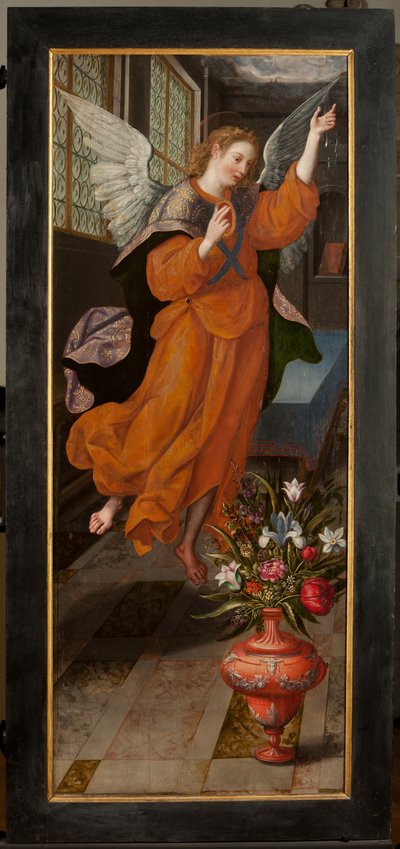 Adorazione dei Magi, Trittico, Pannello sinistro retro da Maarten de Vos