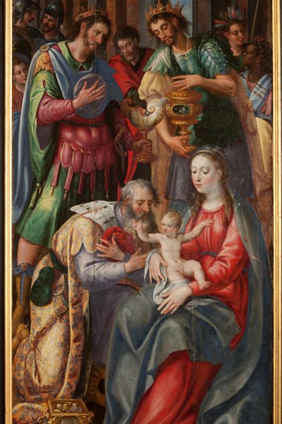 Adorazione dei Magi, trittico, pannello destro (dettaglio) da Maarten de Vos