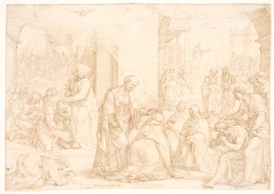 Filippo, Pietro e Giovanni conferiscono lo Spirito Santo agli uomini e alle donne battezzati in Samaria mediante l
