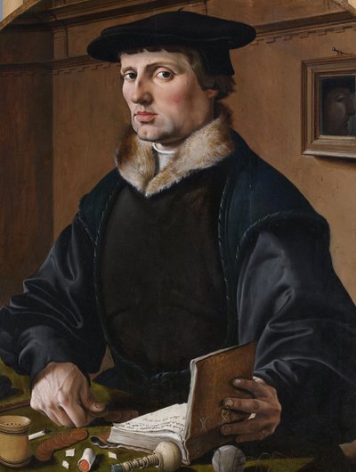 Tedesco: Bildnis eines Kaufmanns (Pieter Bicker) Ritratto di (forse) Pieter Gerritsz Bicker, ciondolo di (forse) sua moglie Anna Codde da Maarten van Heemskerck