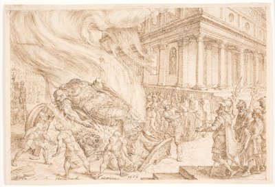 Jehu distrugge il tempio di Baal da Maarten van Heemskerck