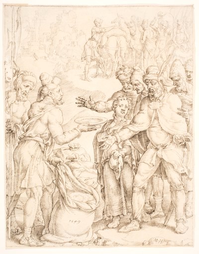 Il ritrovamento della coppa del faraone nel sacco di Beniamino da Maarten van Heemskerck
