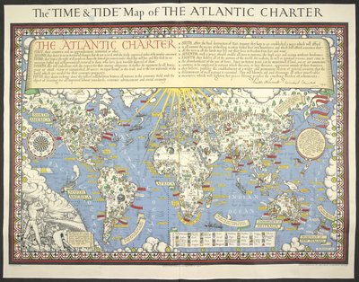 Mappa del Tempo e della Marea della Carta Atlantica da MacDonald Gill
