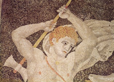 La Caccia al Cervo, (dettaglio) di un cacciatore, dalla Casa del Rapimento di Elena da Macedonian School