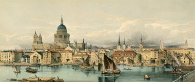 Barche sul fiume Tamigi e Cattedrale di San Paolo, Città di Londra da Maclure