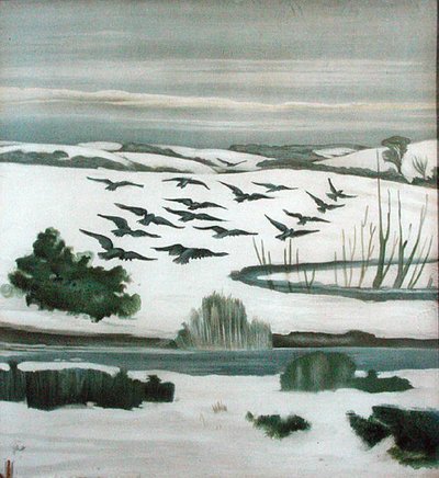Corvi che volano su un paesaggio invernale da Madeline Wyndham