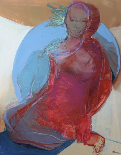 Revealed To Herself, 2025 (acrilici e pastelli su tela) da Madgalena Morey