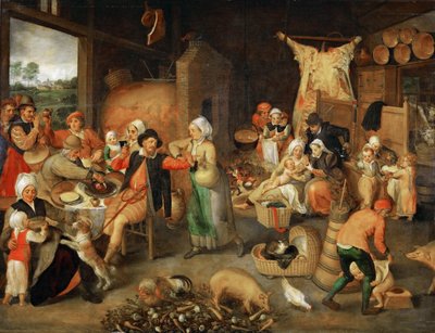 Salotto contadino con visitatori nobili da Maerten van Cleve