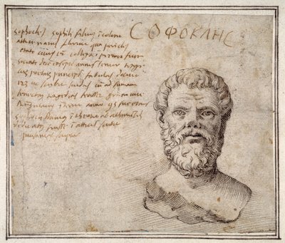 Busto antico di Sofocle, annotato, dopo Fulvio Orsini da Maerten van Heemskerck