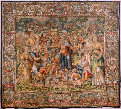 Museo Diocesano. Arazzo fiammingo. Bruxelles. Atelier François Geubels. Serie Storia di Gedeone. Gli israeliti consegnano a Gedeone la loro parte del bottino. Seta e lana. Lascito del Vescovo da Maerten van Heemskerck