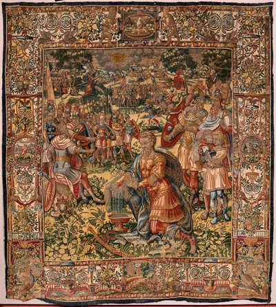 Museo Diocesano. Arazzo fiammingo. Bruxelles. Atelier François Geubels. Serie Storia di Gedeone. Il miracolo del vello di lana. Seta e lana. Lascito del Vescovo Vicente Roca de la Serna. Barocco. 1534-1571, nella cattedrale dal da Maerten van Heemskerck