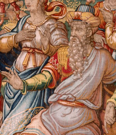 Museo Diocesano. Arazzo fiammingo. Bruxelles. Atelier François Geubels. Serie Storia di Gedeone. Joas viene informato che Gedeone ha distrutto l