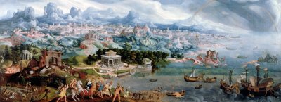 Fantasia panoramica con il rapimento di Elena, 1535 da Maerten van Heemskerck