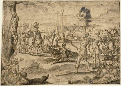 Sparare al cadavere del padre da Maerten van Heemskerck