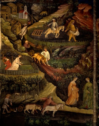 Lavoro nei campi, dettaglio dal Mese di Ottobre, Ciclo dei Mesi da Maestro (attr. to) Venceslao
