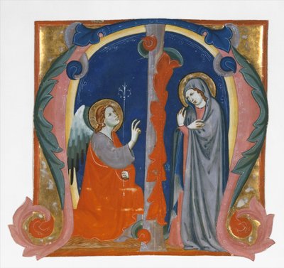 Annunciazione in una iniziale M, ca. 1310-15 da Maestro Daddesco
