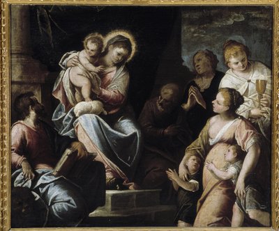 La Vergine con il Bambino circondata dalle virtù teologali Allegoria della Fede, Speranza e Carità da Maffeo da Verona