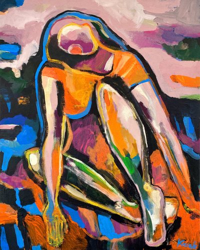 Donna astratta dai colori vivaci da Magdalena  Krzak