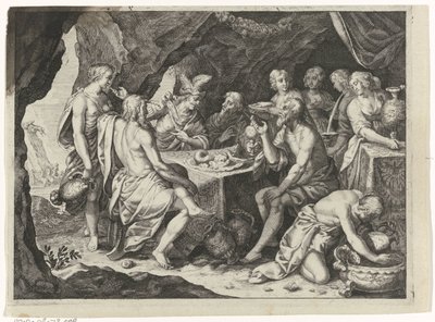 Scena dalle Metamorfosi di Ovidio: un pasto in una grotta da Magdalena van de Passe (attributed to)