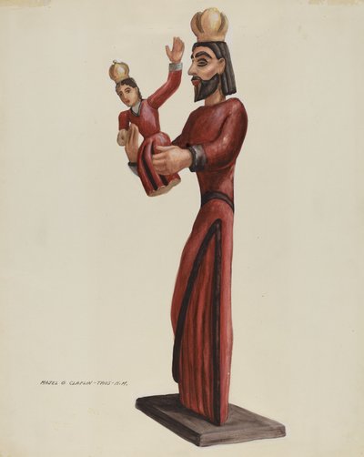 Santo scolpito e dipinto - San Giuseppe, c. 1937 da Majel G. Claflin