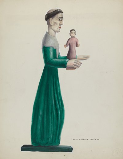 Santo in legno intagliato e dipinto (San Giuseppe) da Majel G. Claflin