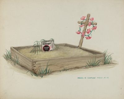 Tomba di bambino con croce di legno fatta a mano, c. 1937 da Majel G. Claflin