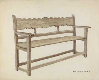 Panca della chiesa - Legno, c. 1937 da Majel G. Claflin