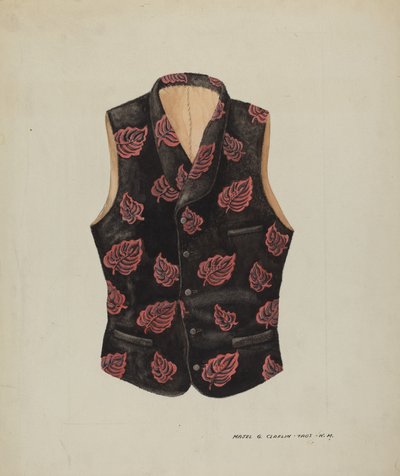Gilet di velluto ricamato da Majel G. Claflin