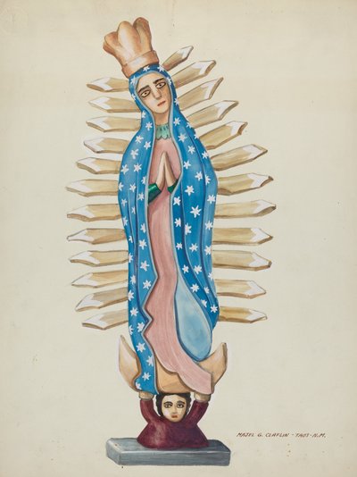 Santo di legno di Guadalupe o Bulto da Majel G. Claflin
