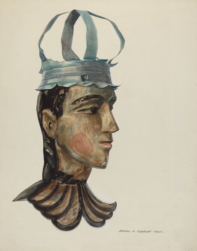 Testa di figura scolpita con corona di latta, 1935-1942 da Majel G. Claflin
