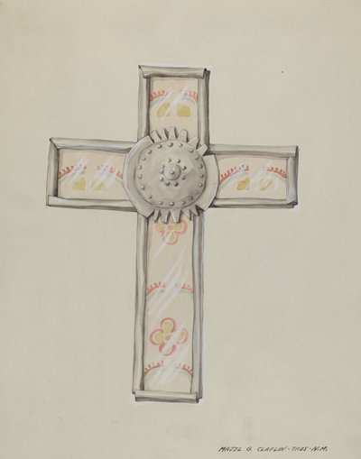 Croce di latta e carta da parati, c. 1937 da Majel G. Claflin