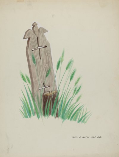 Segnalatore di tomba in legno, c. 1937 da Majel G. Claflin