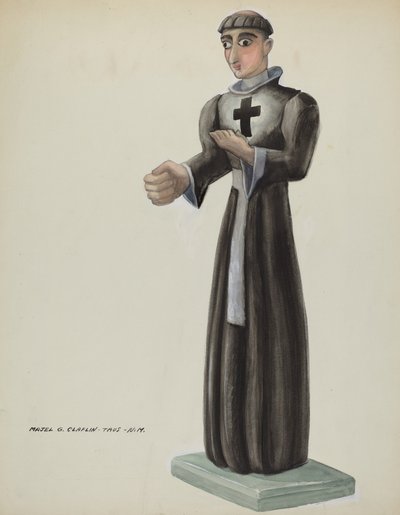 Santo di legno - Frate con croce sul petto, 1935-1942 da Majel G. Claflin