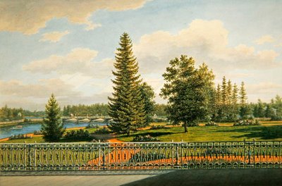 Vista dalla terrazza del Palazzo Yelagin, San Pietroburgo da Maksim Nikiforovich Vorobiev