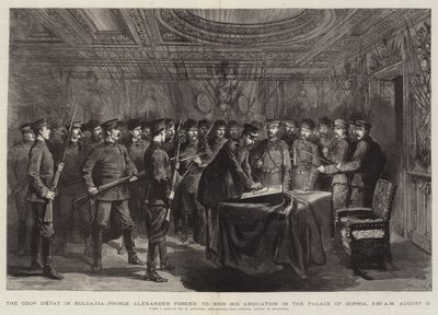 Il colpo di stato in Bulgaria, il principe Alessandro costretto a firmare la sua abdicazione nel palazzo di Sofia, 2.30 AM 21 agosto da Maksymiljan Antoni Piotrowski
