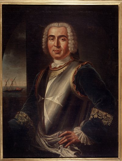 Ritratto del Cavaliere Pierre Andre de Suffren di Saint Tropez (Saint-Trophez), balivo di Suffren (1729-1788) - Arte Maltese - XVIII secolo, 99 x 76 cm da Maltese School